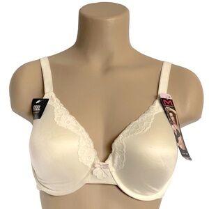 MAIDENFORM Comfort Devotion T-Shirt Bra Underwire Full Coverage Ivory 36D